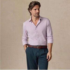 Faherty Reserve The Movement Shirt Mens Medium Purple White Stripe MWS2413-VAL